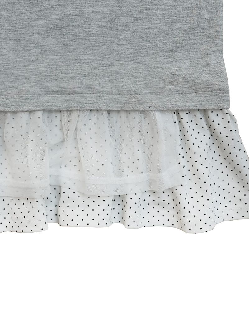 dot frill layered top / gray