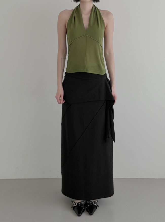 Blin Mesh Cowl Halter Top