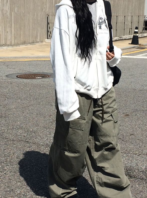 [UNISEX] ニゲ ピグメント バンディング カーゴ ワイドパンツ