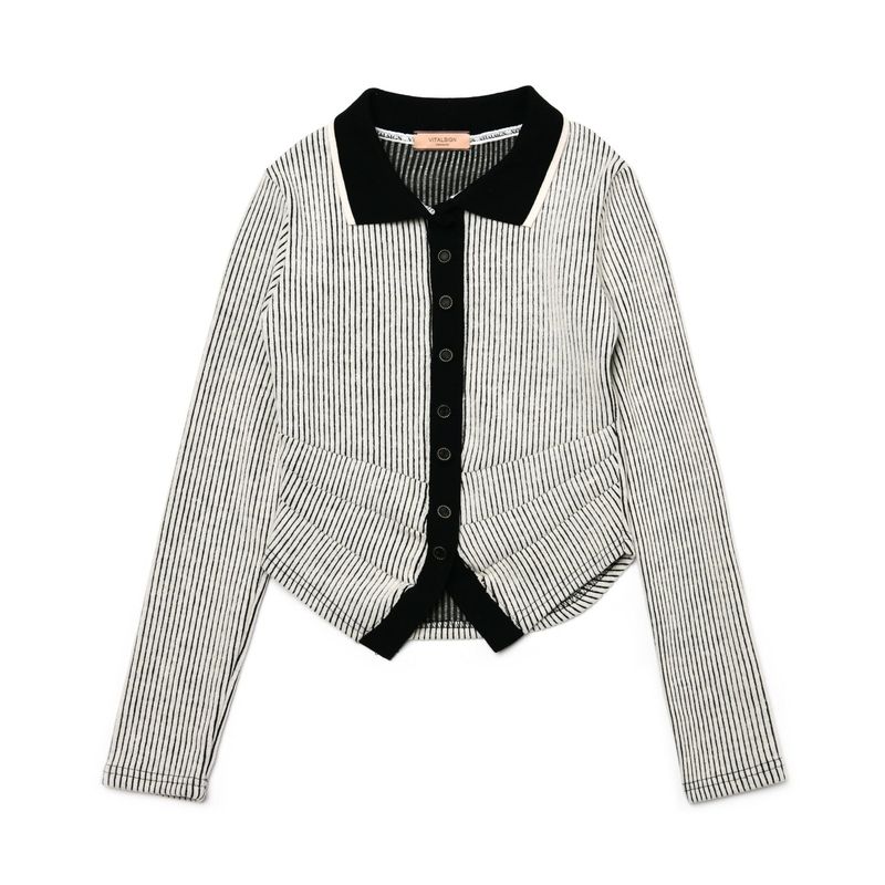 [LINE] Stripe Cutting Line Wool Cardigan
