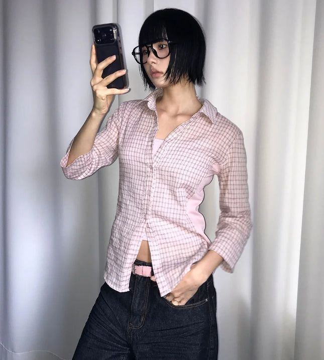 AAKE(アケ)の「SIDE MIX CHECK SHIRT(Tops)」
