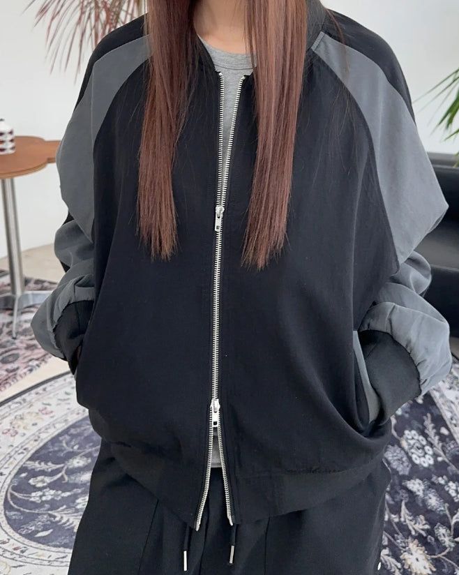 Veil crop color matching blouson