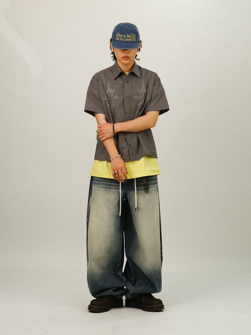 RE STAR Check Crop Shirts