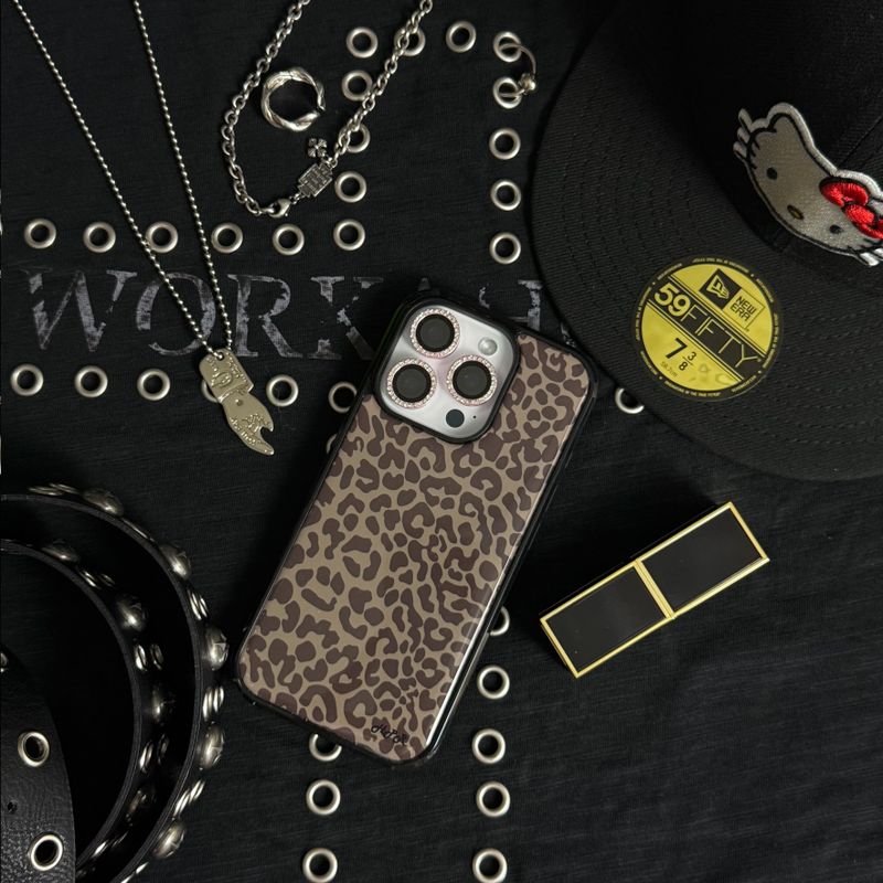 [MADE] Leopard (Brown) Epoxy Black Bumper iPhone Case