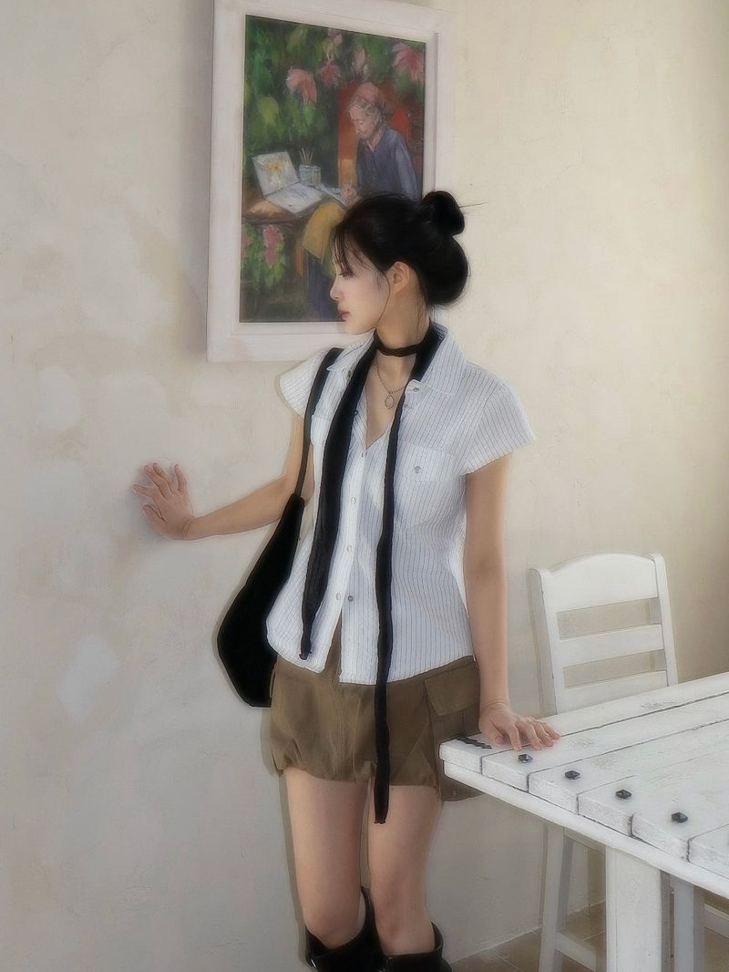 Wave See-through Wrinkle Long Scarf