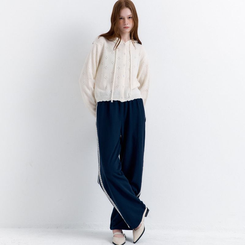 Lace Lining Track Pants_Navy