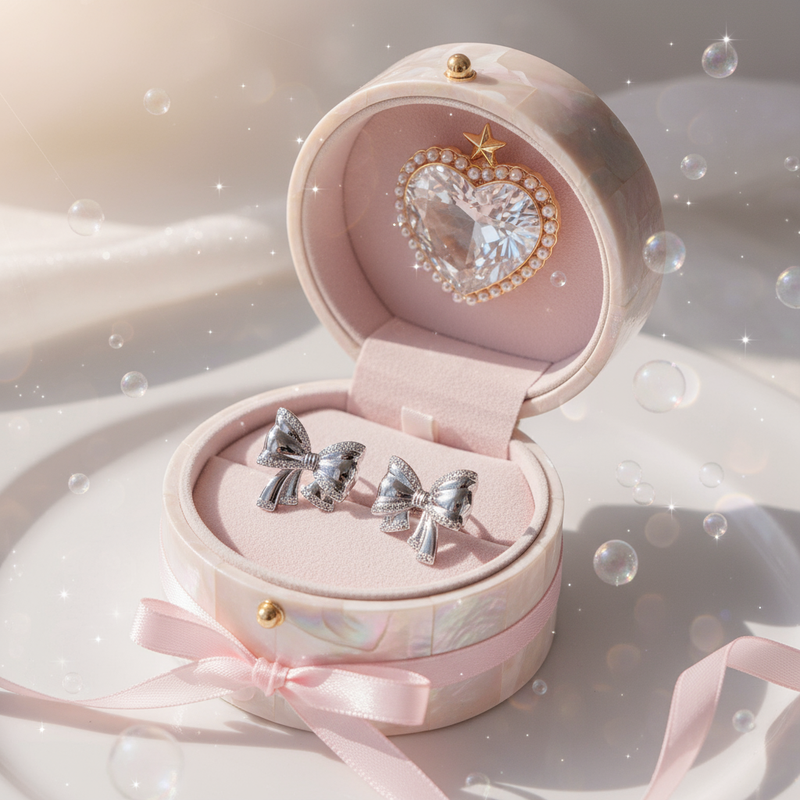 [ILLIT Wonhee Piercing] Puffy Ribbon Piercing - Silver Color