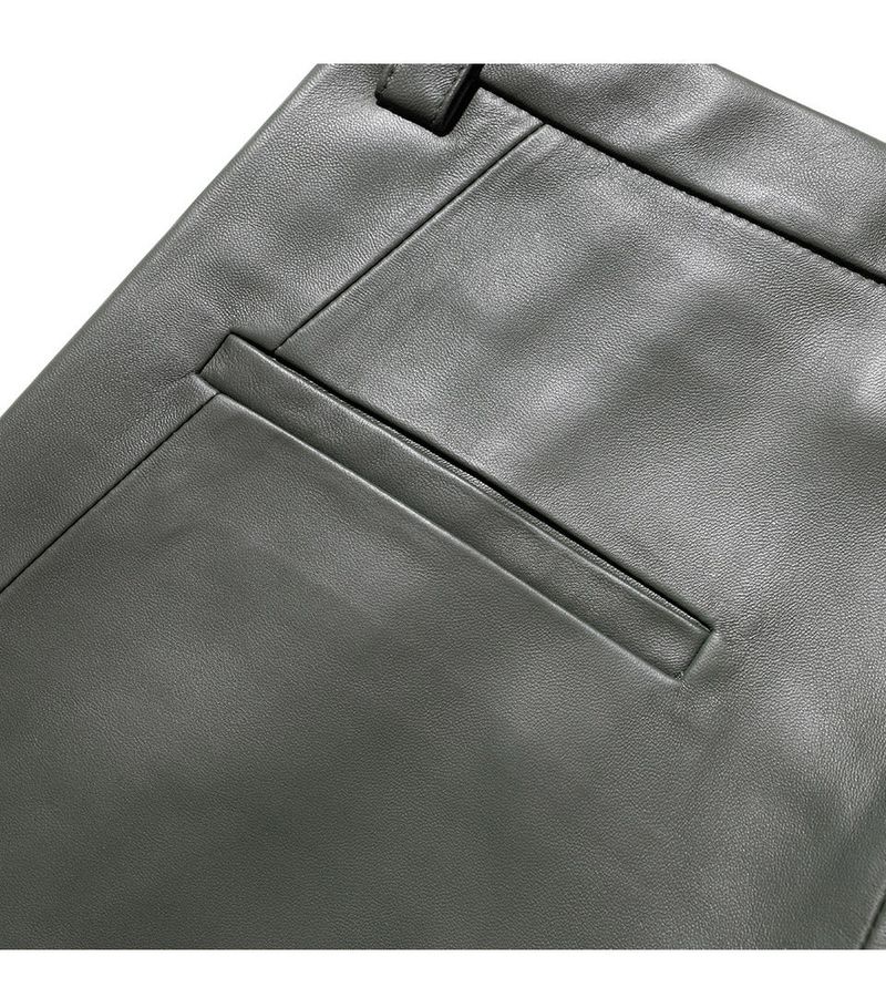 LAMSKIN CURVED LINE PANTS