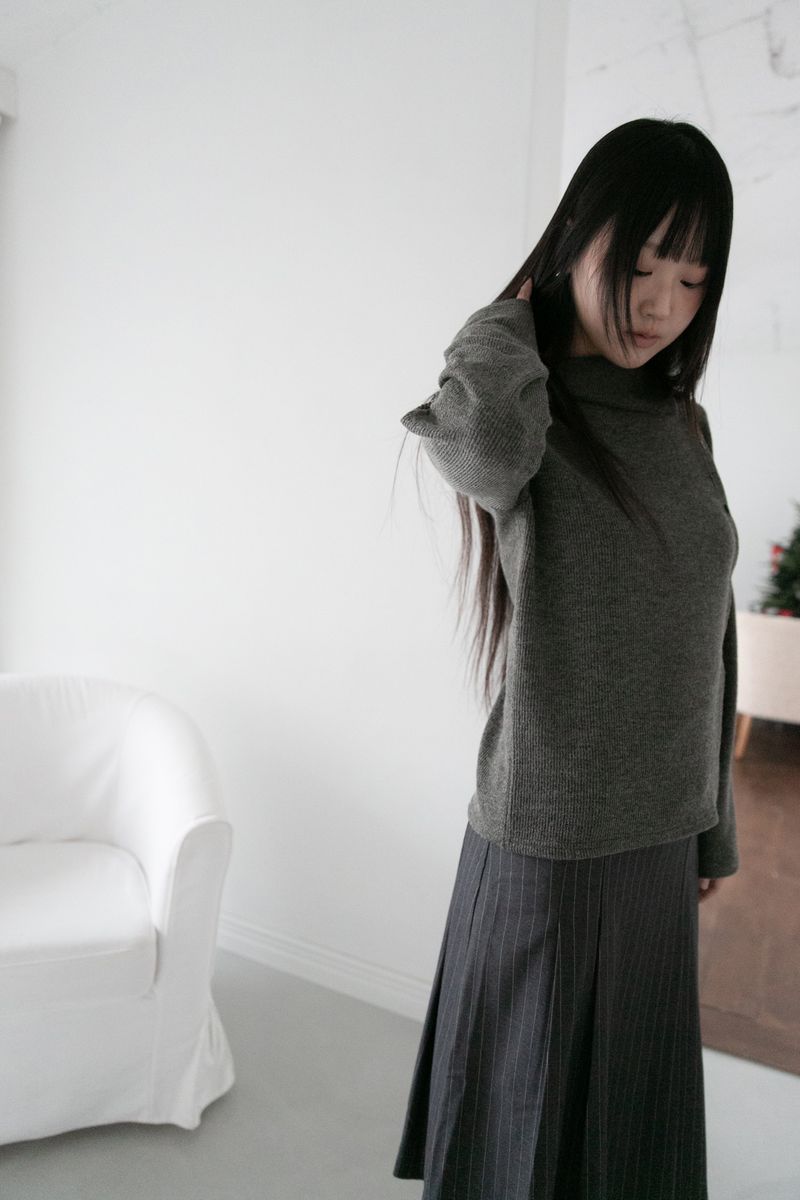 bokashi unbal collar knit top(4colors)