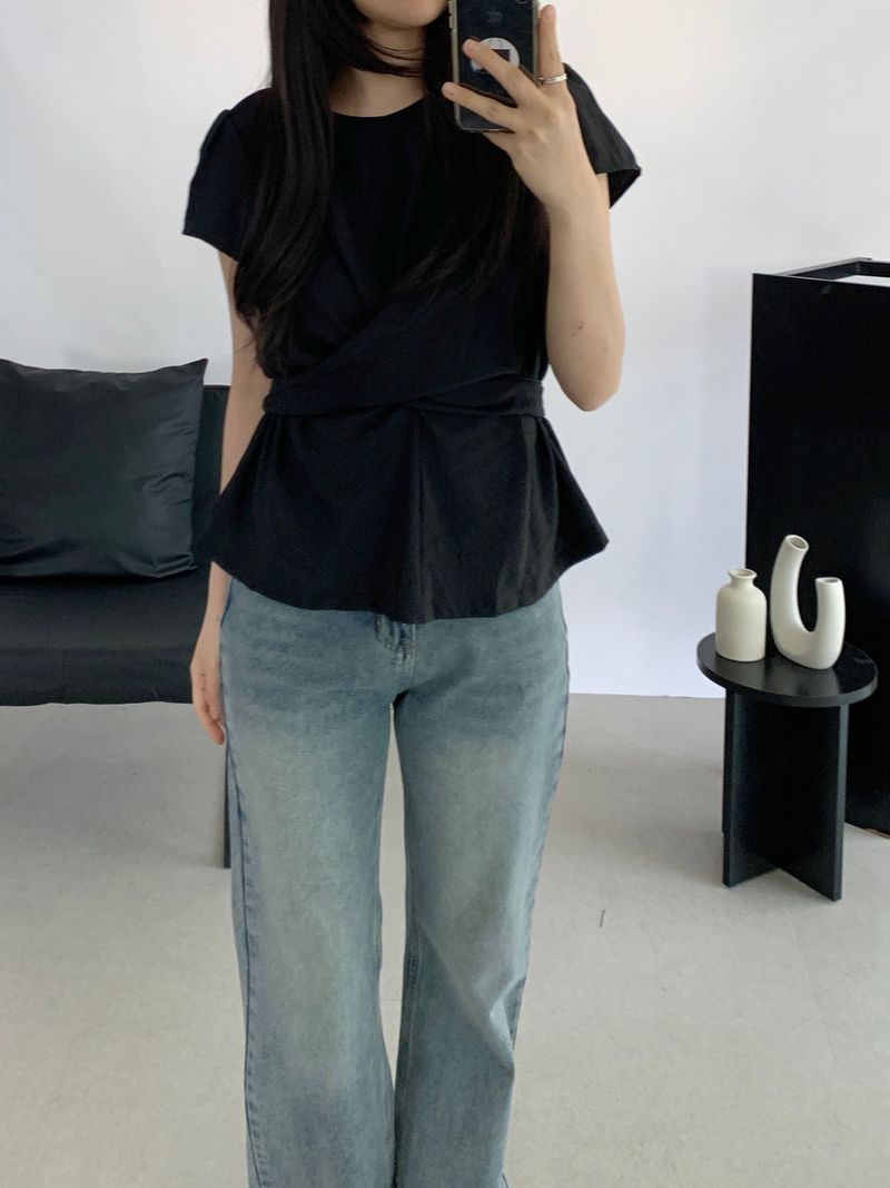 Amélie Shirred Wrap Blouse