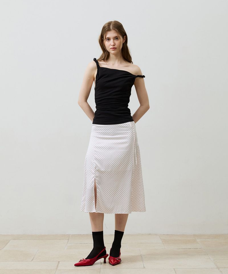 TINY DOT SLIT SKIRT / RED