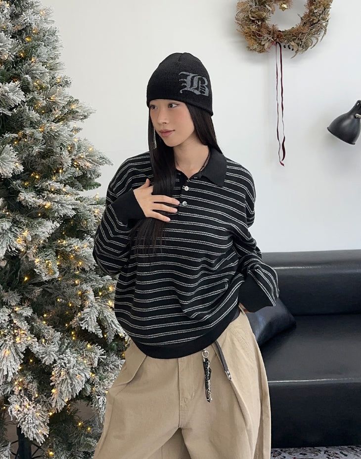 Heady Stripe Collar Knit