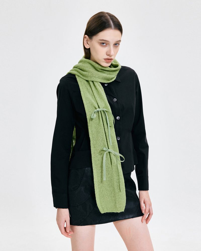 Ribbon Tied Muffler _ GREEN