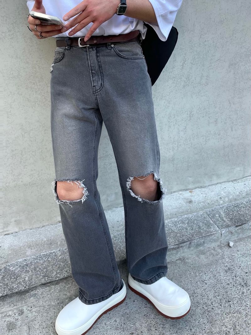 EASY DETROYED DENIM PANTS(2COLOR)