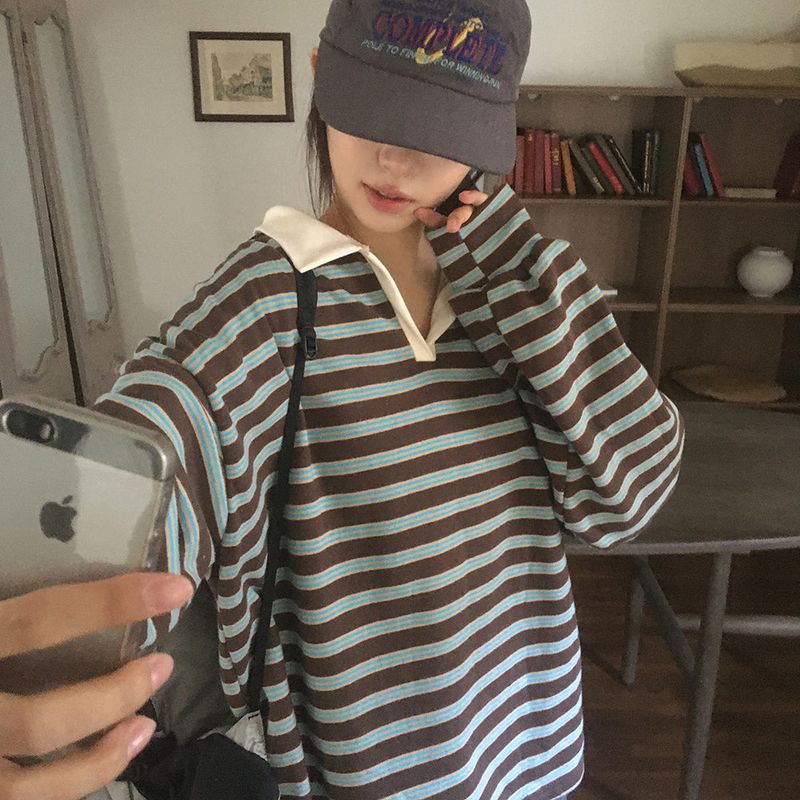 Mato Napping Stripe PK collar Sweatshirt