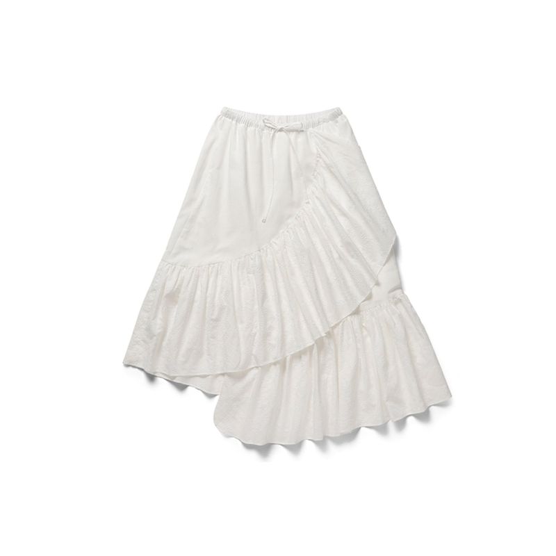 Ruffle long skirt_ivory