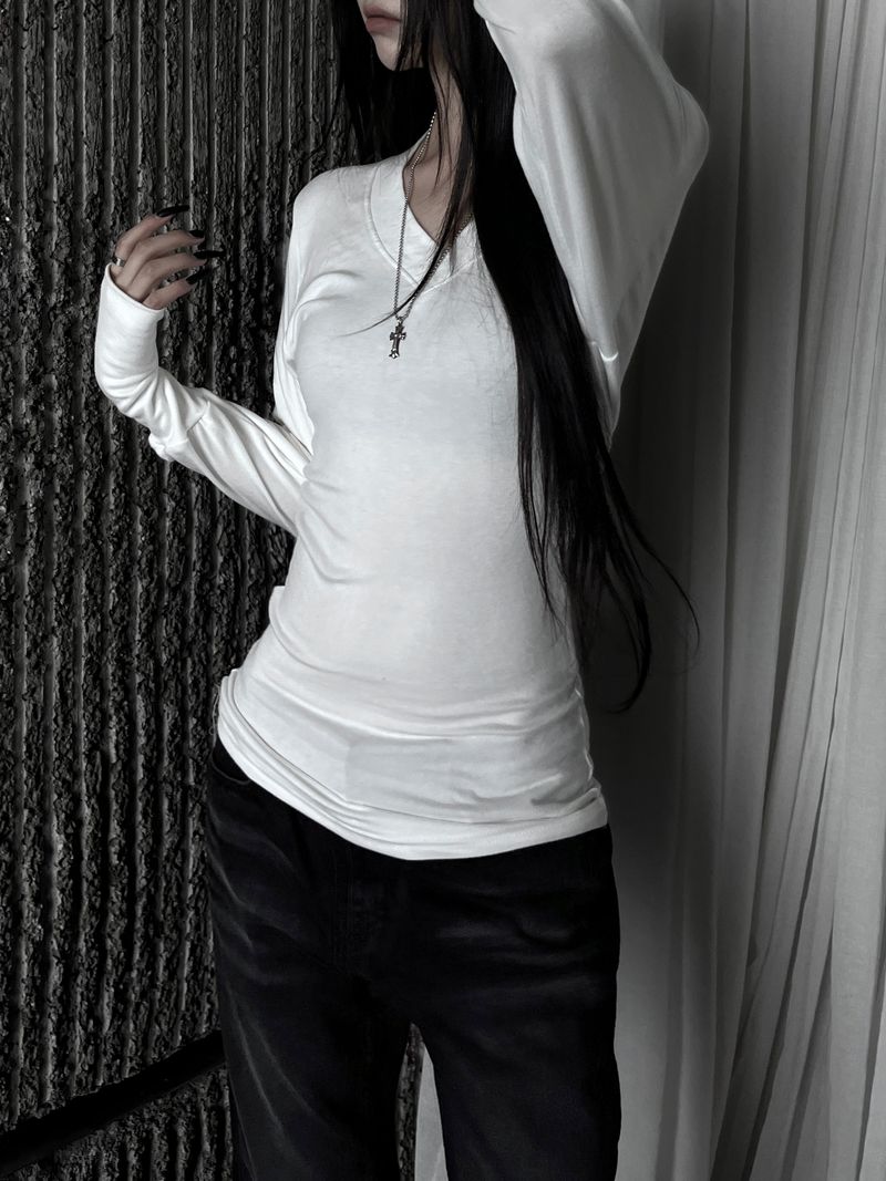glam slim V-neck warmer T (3color)
