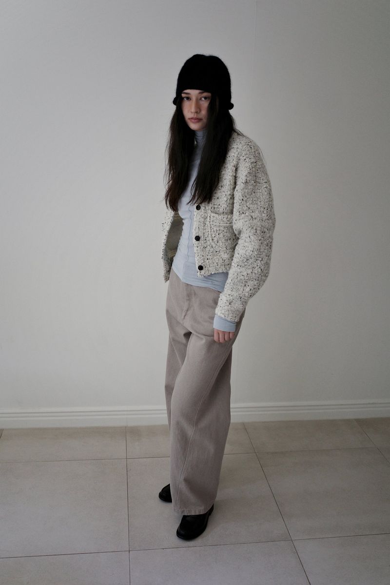 Washed straight leg pants, Beige