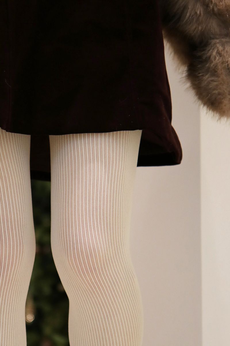 pinstripe sheer tights (ivory)