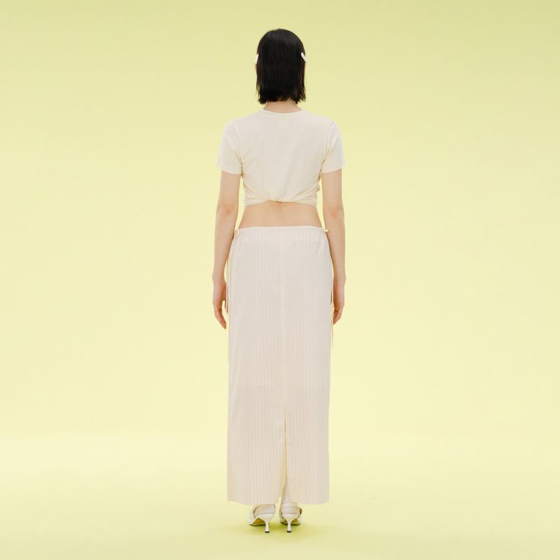 Rain stripe skirt (cream)