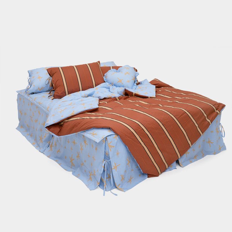 Starry brown Stripe Duvet Cover - K size