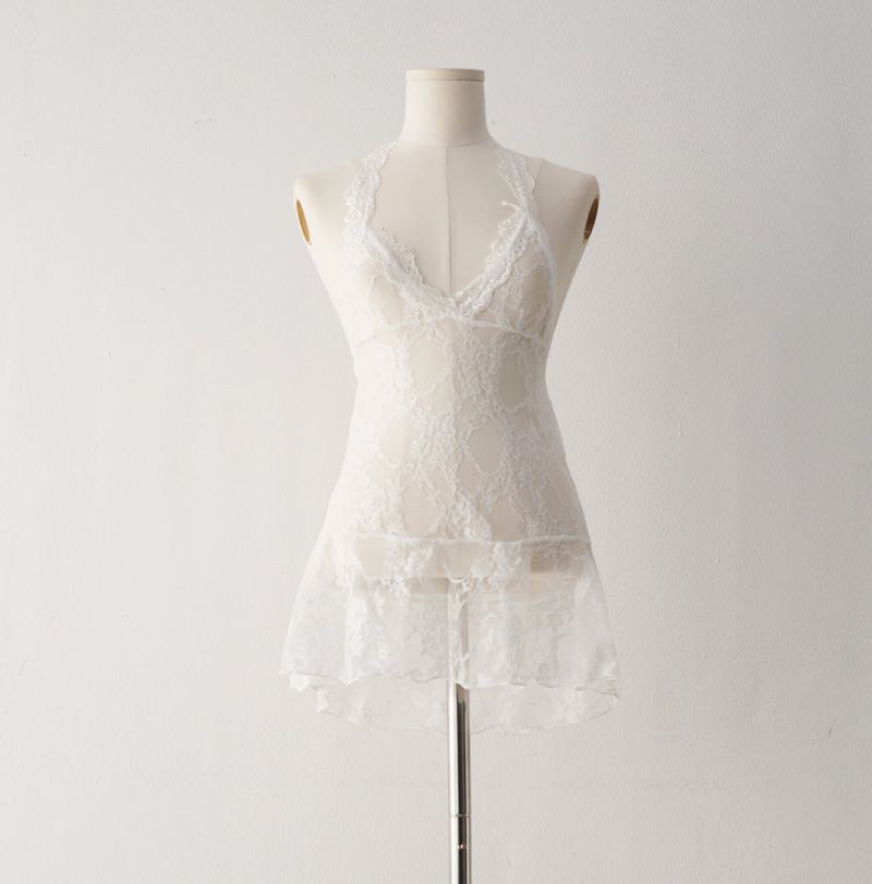 Lean Halter Lace Layered Frill Sleeveless