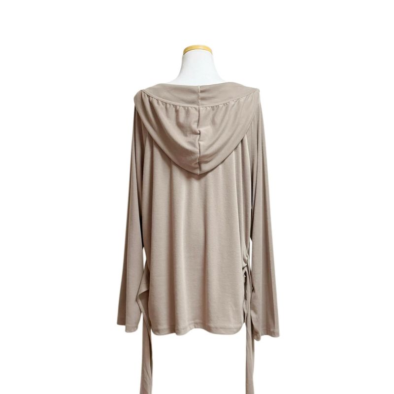 (3color) Shirring Deep Round Soft Wrap Hoodie