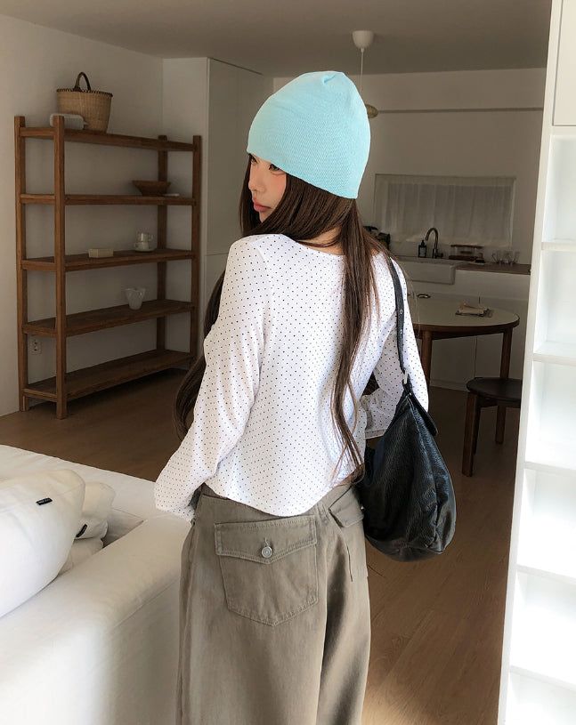 Minute Dot U-Neck Long Sleeve Cardigan