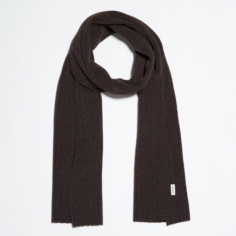 Cashmere Blend Knit Scarf_Brown