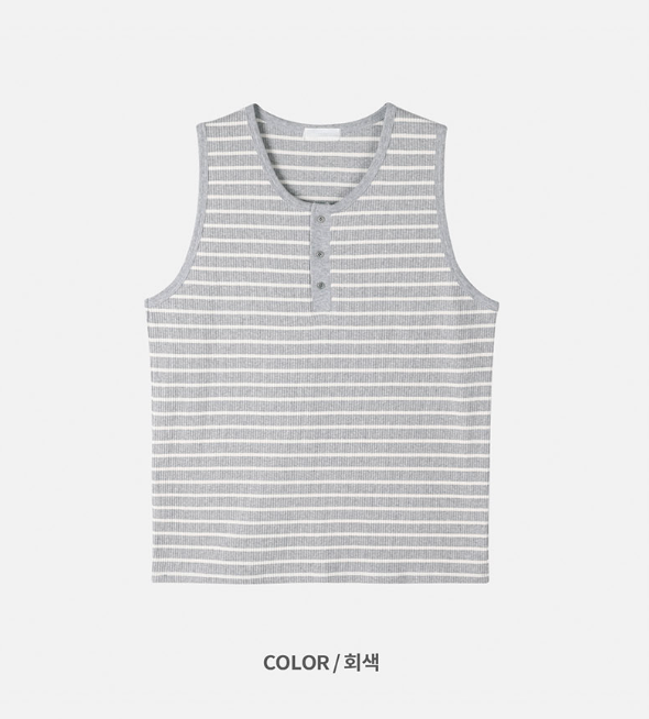 [S/S] Stripe henry neck sleeveless(3color)