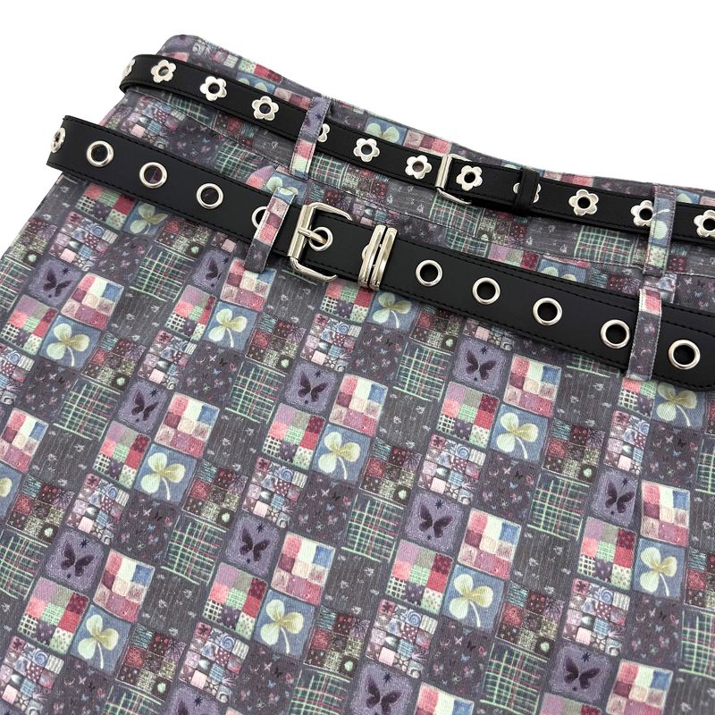 Double Belt Loops Midi Skirt [Grey]