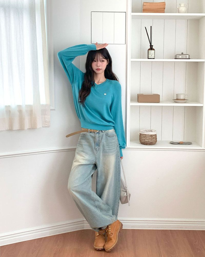 Caramel Color V-Neck Knit