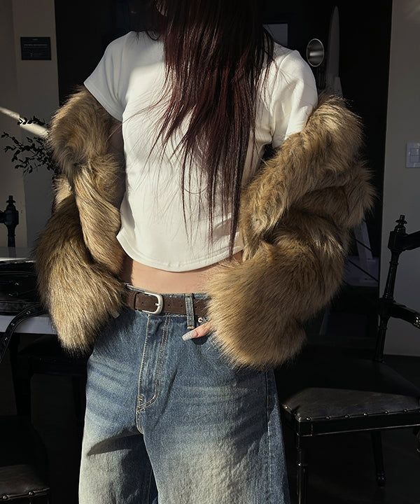 [F/W] Brush fake fur jacket 