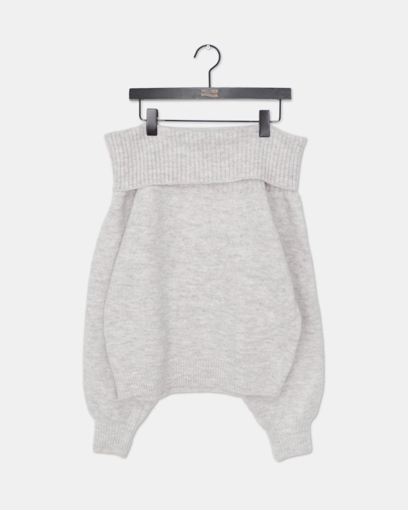 Jeune Off-Shoulder Loose-Fit Long Sleeve Knit