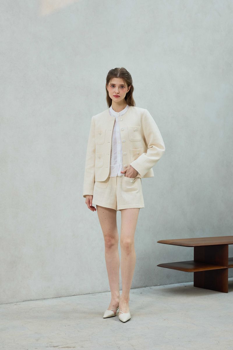 CHERISH TWEED SHORTS PANTS / WHITE