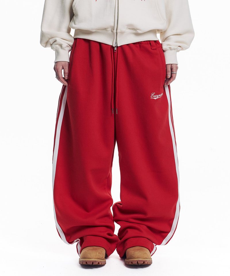 Star Piping Track Balloon Sweat Pants - Red