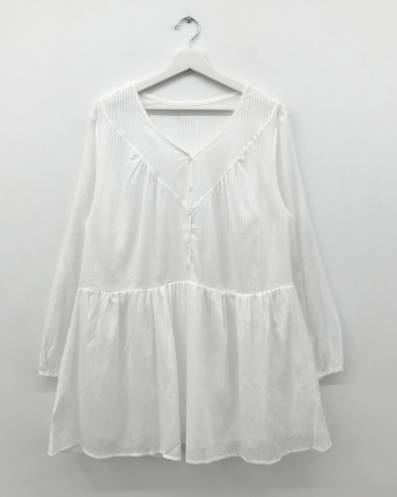 Raye V-neck Blouse Dress (2color)