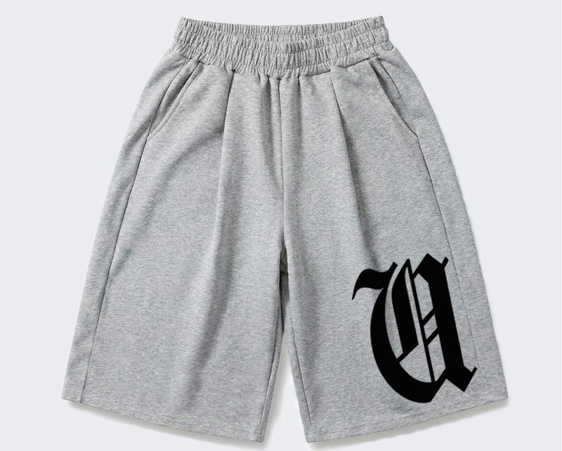 Balloon Curved Sweat Bermuda Pants Gray Gothic