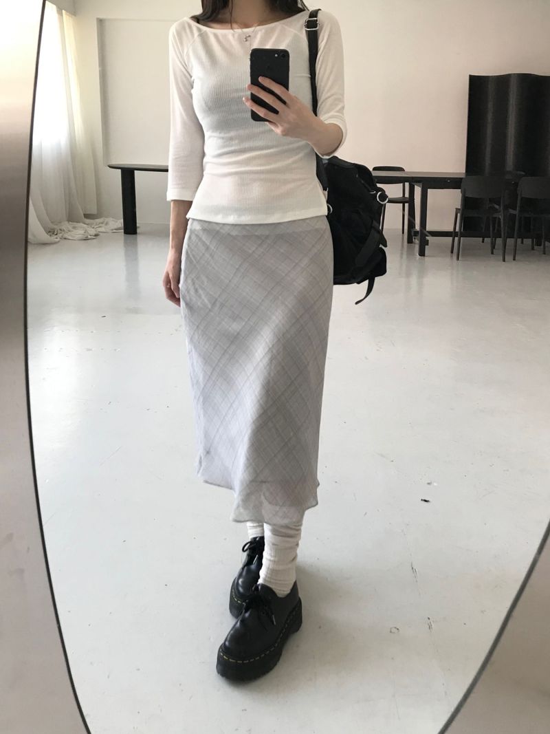 Lia Checkered Midi Skirt (2 colors)