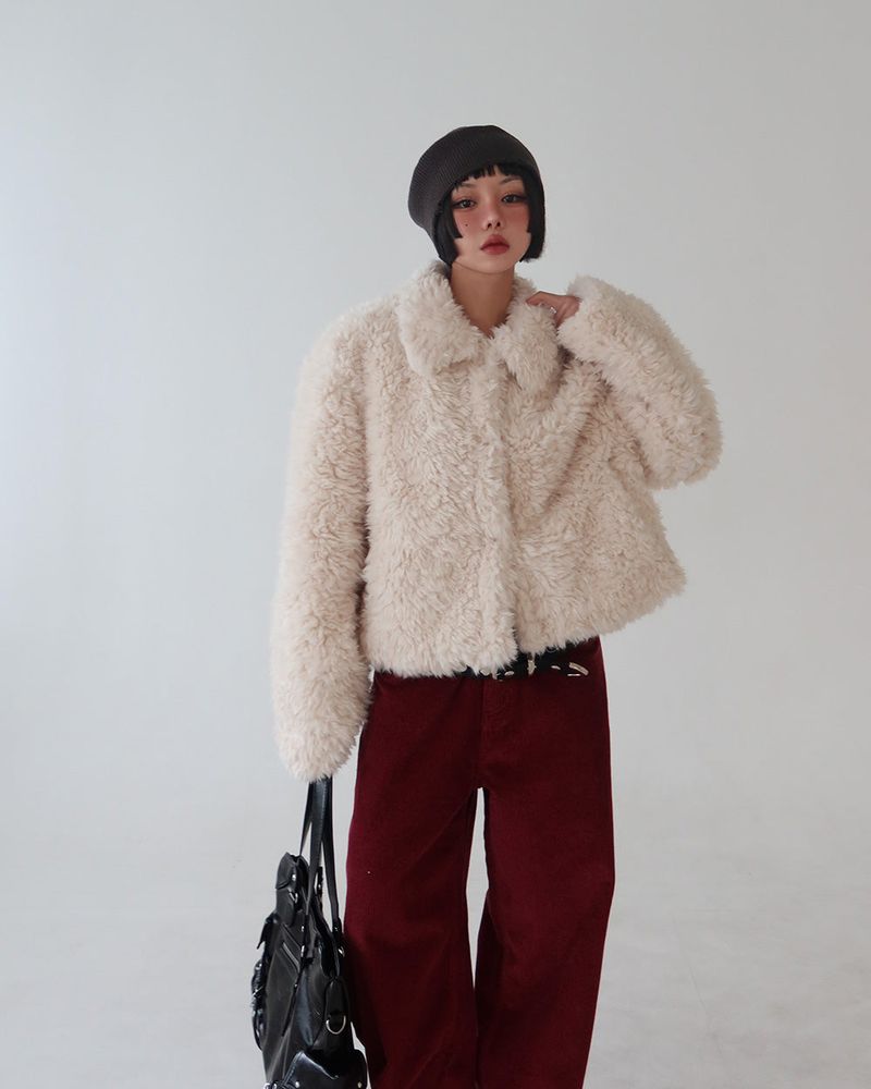 Corduroy long wide pants