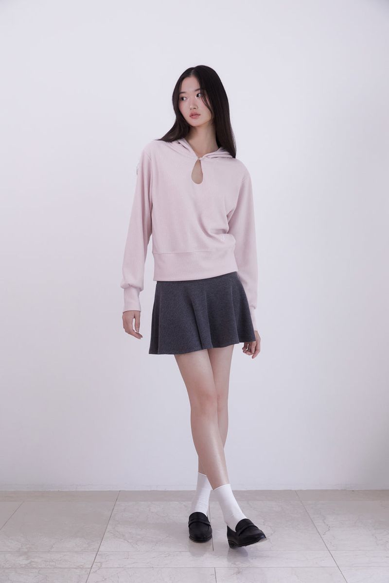 Knit mini flare skirt (CHARCOAL)