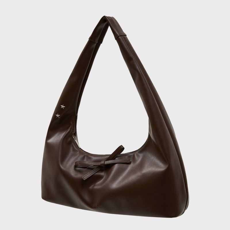 Artificial Leather Ribbon Hobo Bag