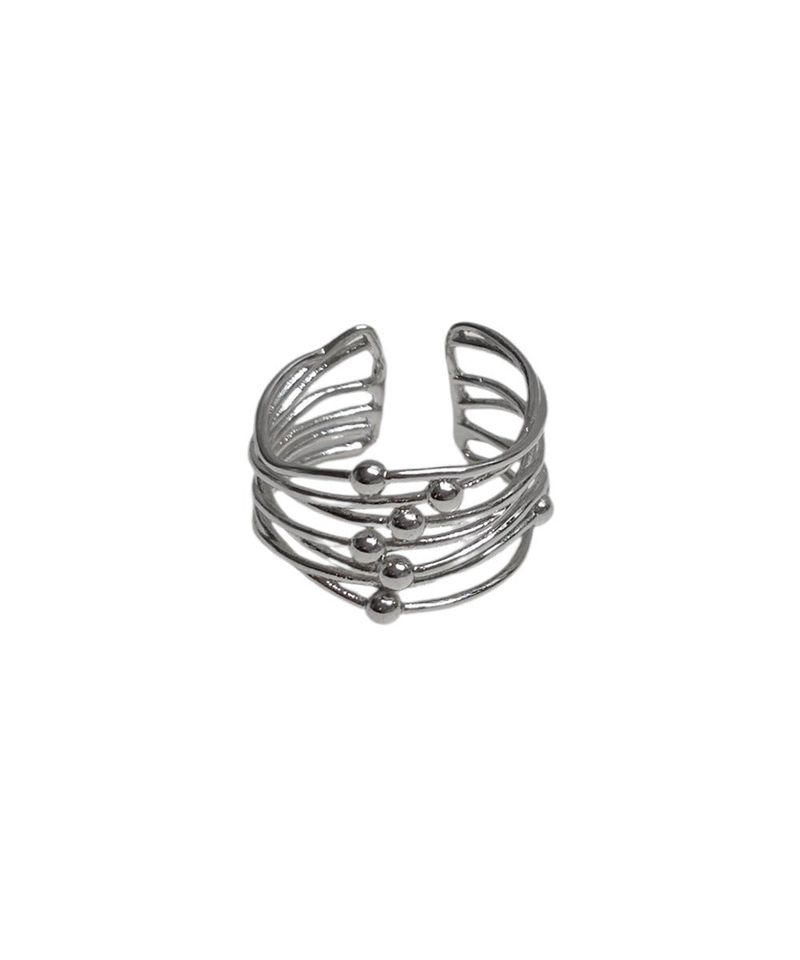 Silver Ball Orbit Layered Bold Ring
