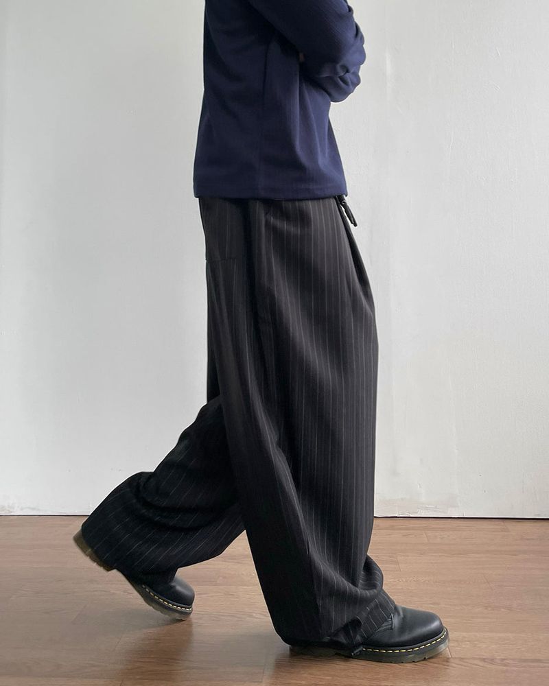 Drape Stripe Banding Slacks