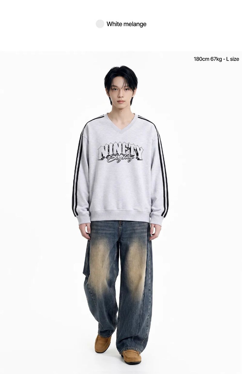 cursive logo track v-neck sweatshirt (4color)