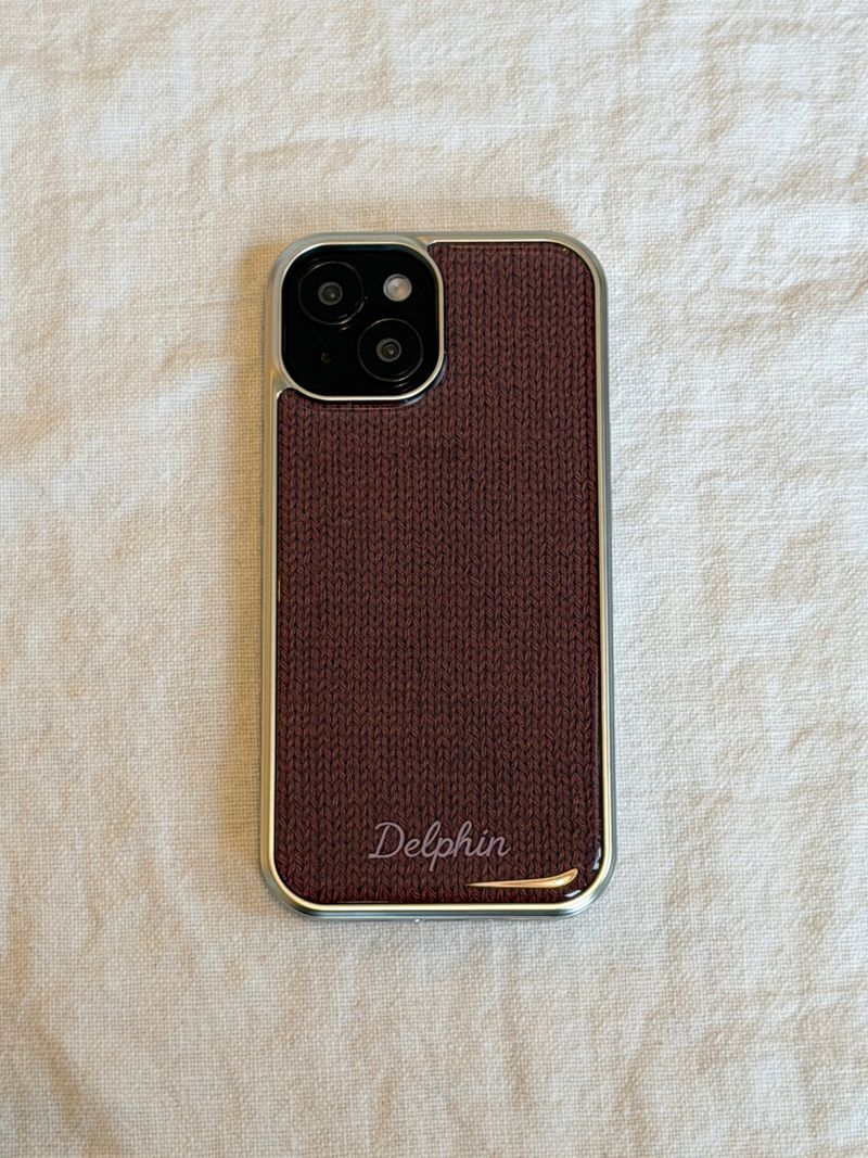 EMBROIDERY KNIT EPOXY CASE_BROWN