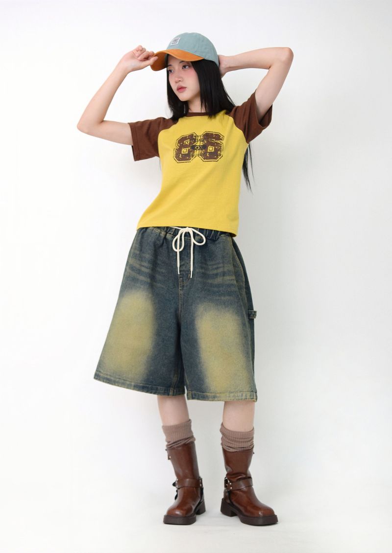 Toned-Down Raglan Short Sleeve T-Shirt