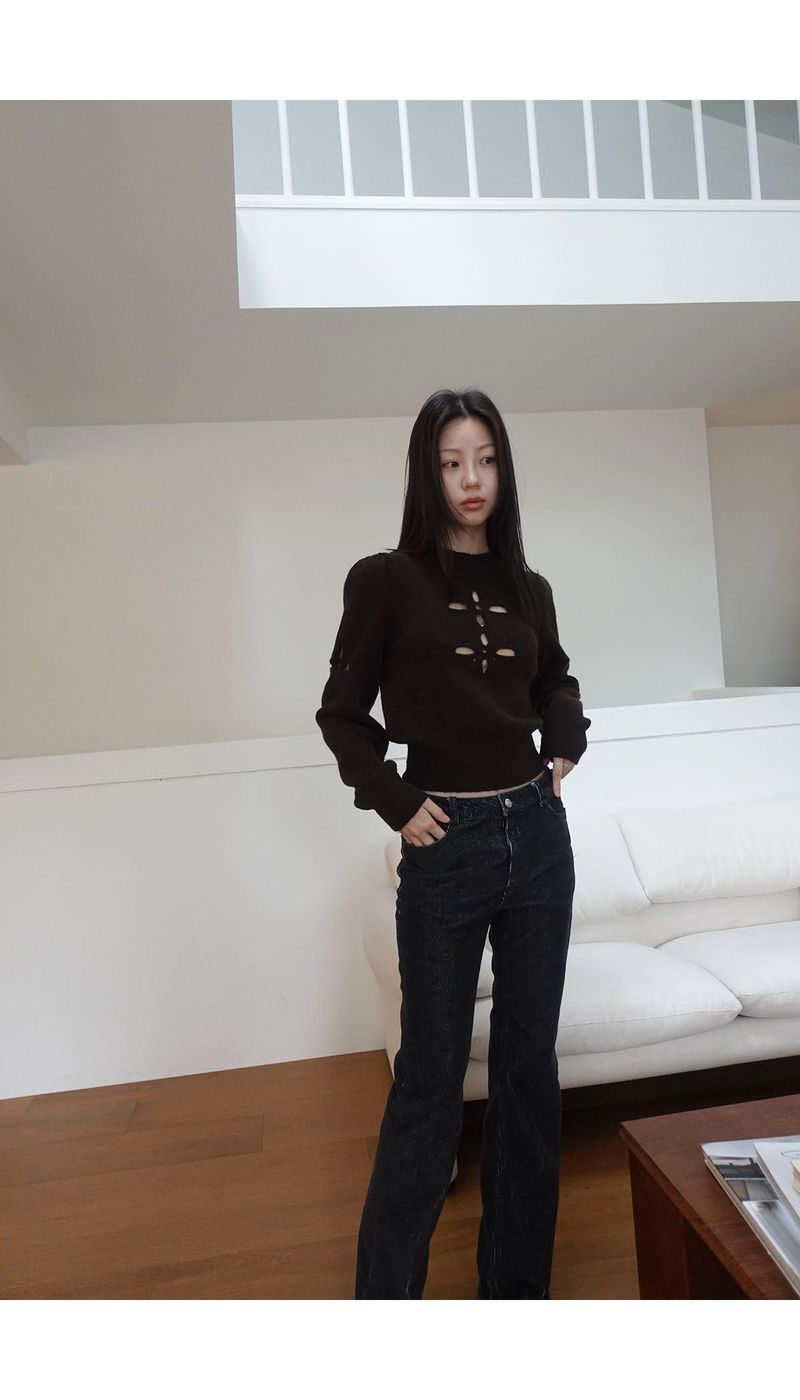 m.o.k（モク）の「snow bell eyelet knit (2C)（Tops）」