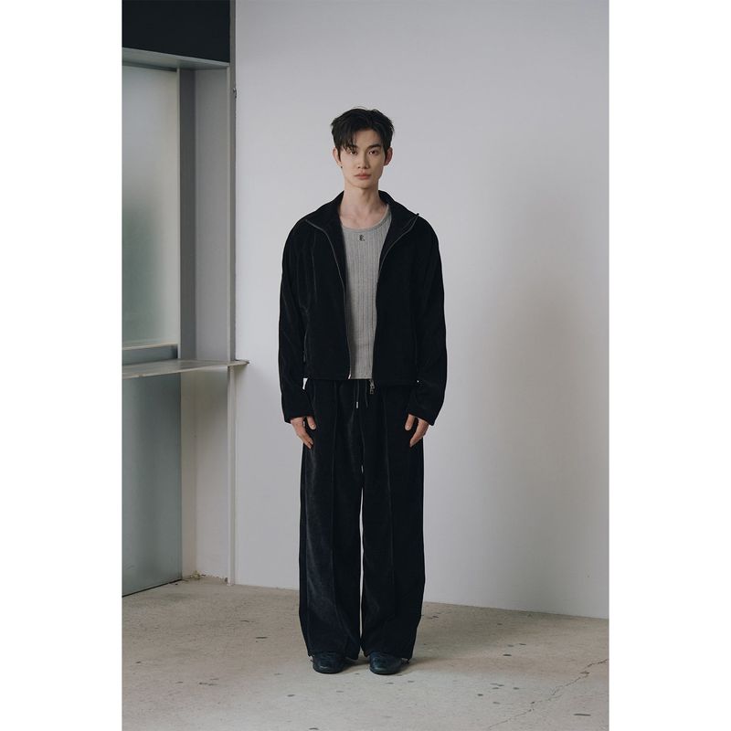 Velvet corduroy line pants(Black)
