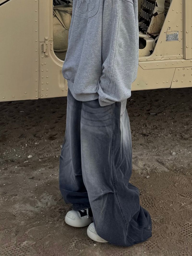 double waist denim pants